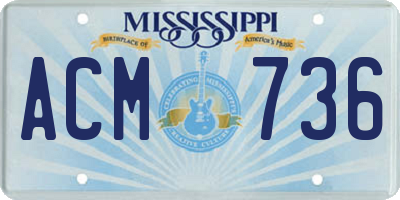 MS license plate ACM736