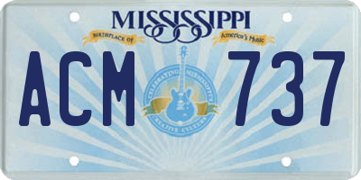 MS license plate ACM737
