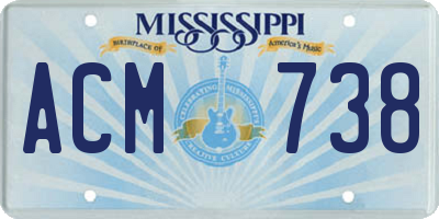MS license plate ACM738