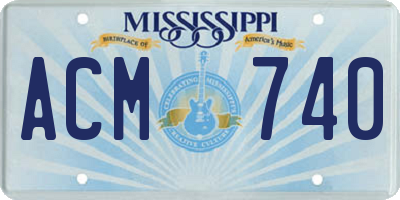 MS license plate ACM740