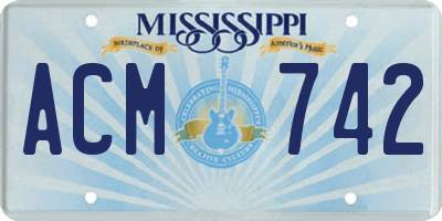 MS license plate ACM742