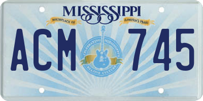 MS license plate ACM745
