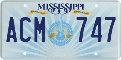 MS license plate ACM747