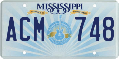 MS license plate ACM748