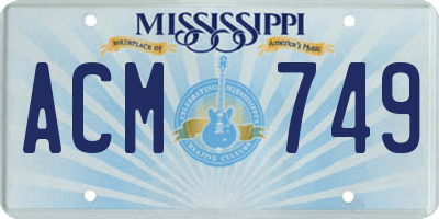 MS license plate ACM749