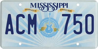 MS license plate ACM750