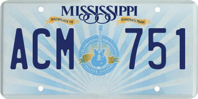 MS license plate ACM751