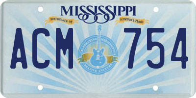 MS license plate ACM754