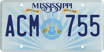 MS license plate ACM755