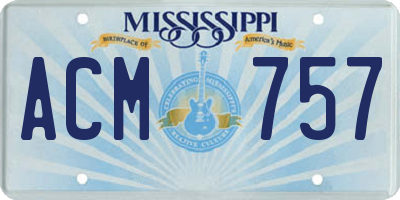 MS license plate ACM757