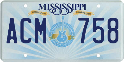MS license plate ACM758