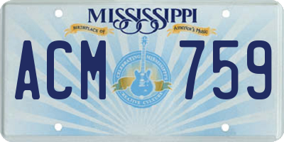 MS license plate ACM759