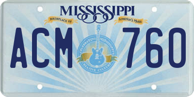 MS license plate ACM760