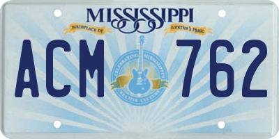 MS license plate ACM762