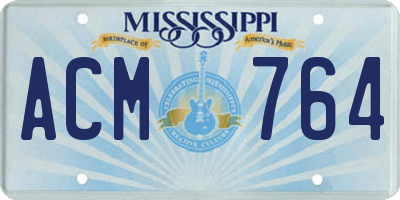 MS license plate ACM764