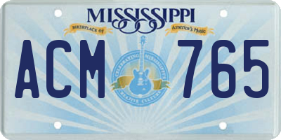 MS license plate ACM765