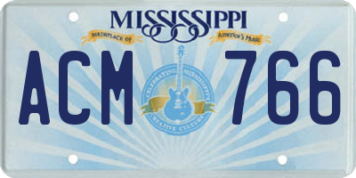 MS license plate ACM766