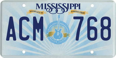 MS license plate ACM768