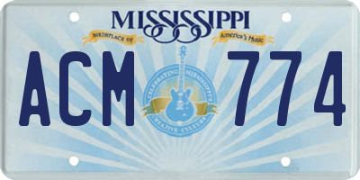 MS license plate ACM774