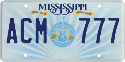 MS license plate ACM777
