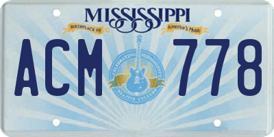 MS license plate ACM778
