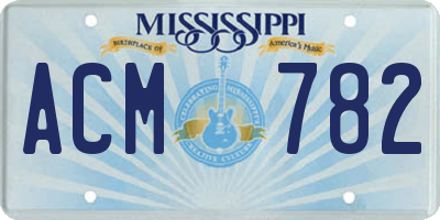 MS license plate ACM782