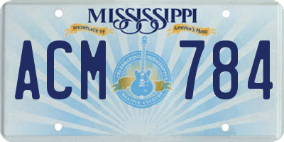 MS license plate ACM784