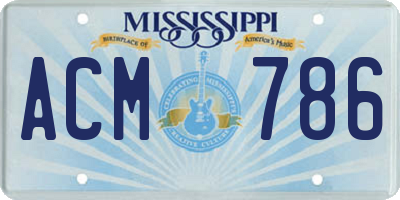 MS license plate ACM786