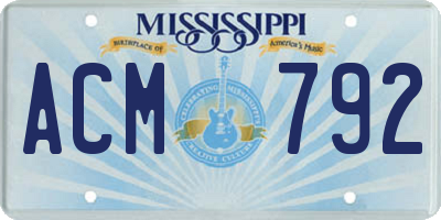 MS license plate ACM792