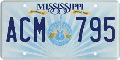 MS license plate ACM795