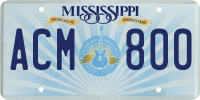 MS license plate ACM800