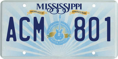 MS license plate ACM801