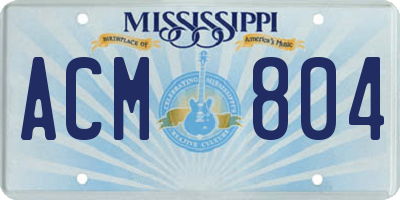 MS license plate ACM804