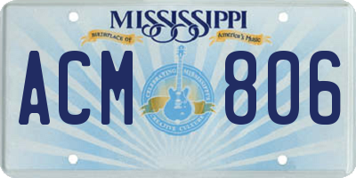 MS license plate ACM806