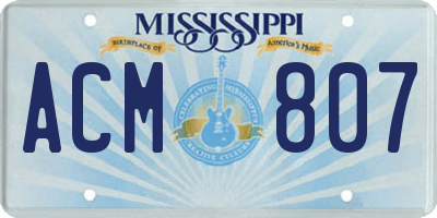 MS license plate ACM807