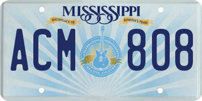 MS license plate ACM808
