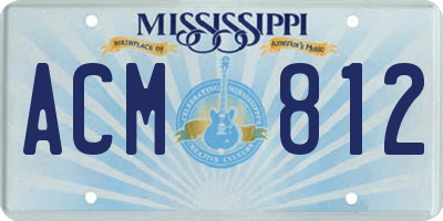 MS license plate ACM812
