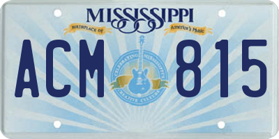 MS license plate ACM815