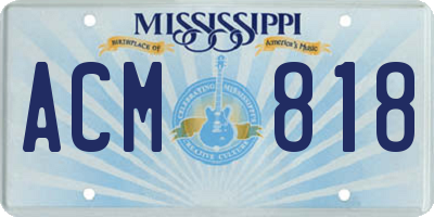 MS license plate ACM818