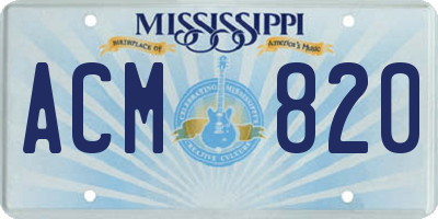 MS license plate ACM820