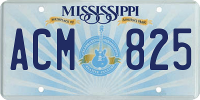 MS license plate ACM825