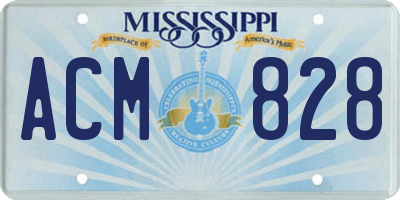MS license plate ACM828