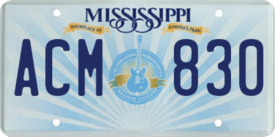 MS license plate ACM830