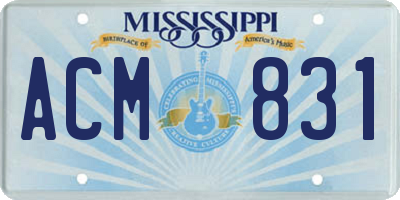 MS license plate ACM831