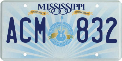 MS license plate ACM832