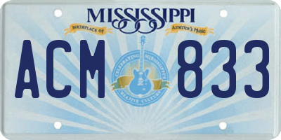 MS license plate ACM833