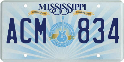 MS license plate ACM834