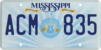 MS license plate ACM835