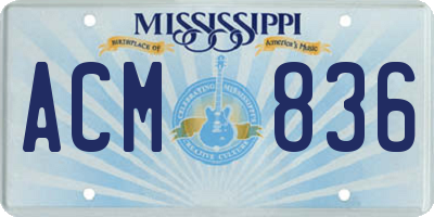 MS license plate ACM836