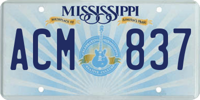 MS license plate ACM837